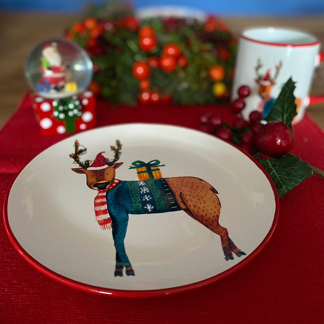 Happy Folks Christmas Ceramic Plate - Tabletop | Darling Spring