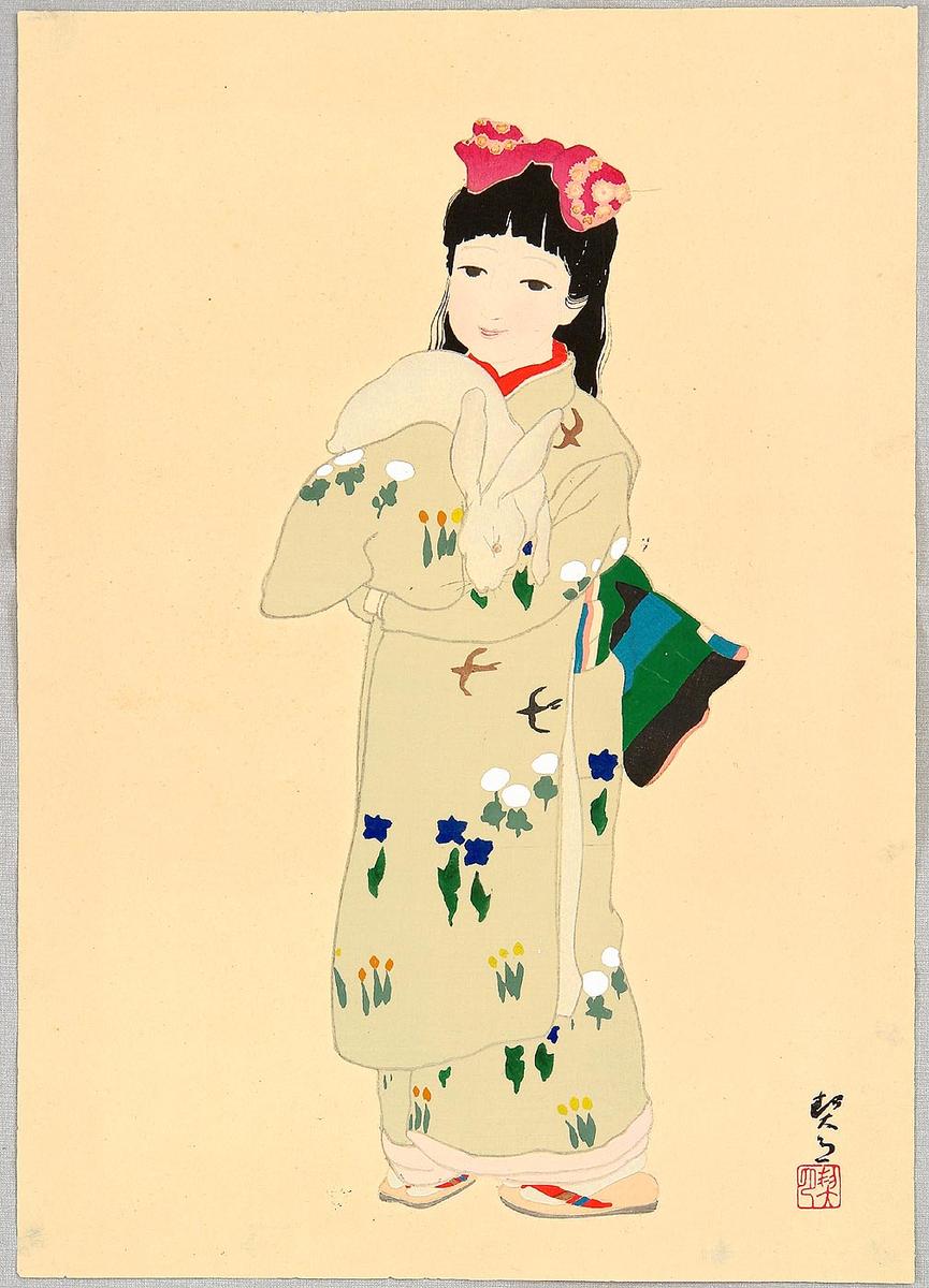 Keigetsu Kikuchi (1879-1955) — 菊池 契月による浮世絵「Girl with
