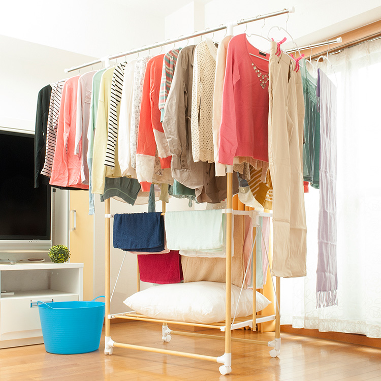 メーカー直販】どこでもたたんdeラック 組立不要の伸縮ハンガーラック