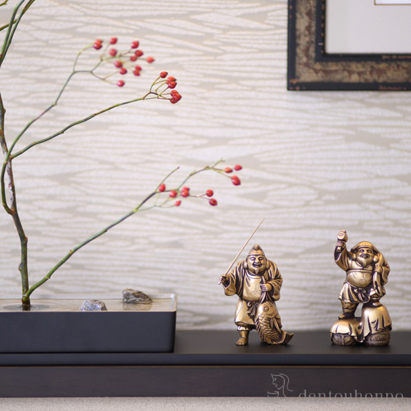 送料無料】 七福神 二福神 シルキーゴールド 恵比寿 大黒天 2種セット