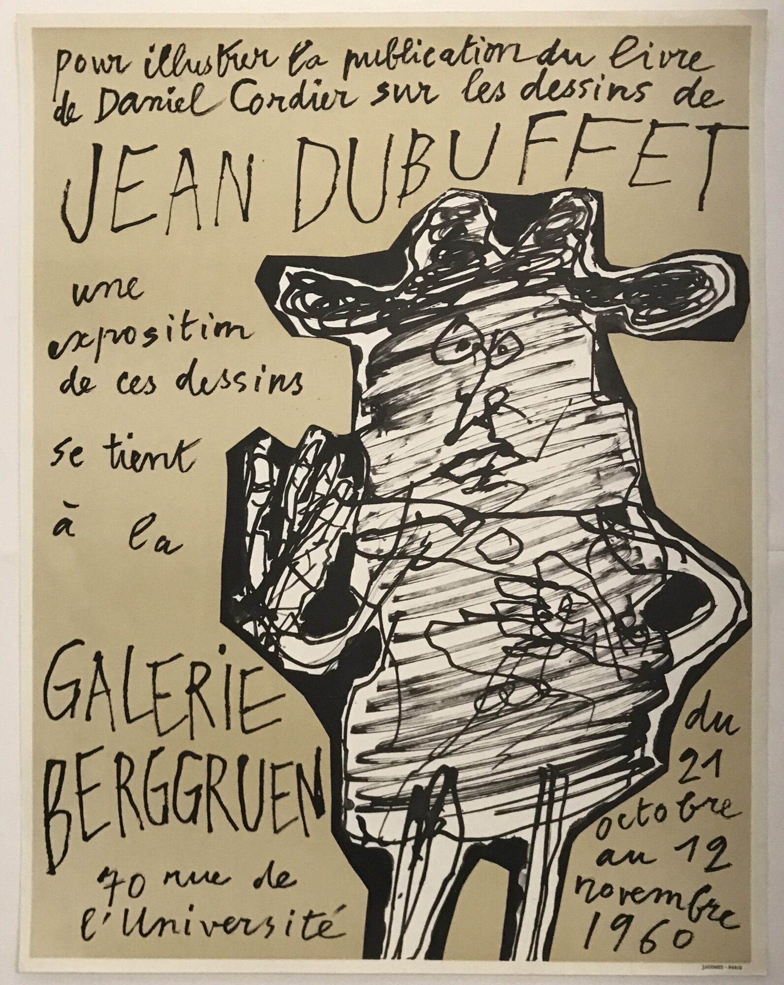 Jean Dubuffet, Galerie Berggruen, 1960 | Lithograph Exhibition Poster