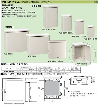 WB-1DM | 住宅分電盤・ボックス | 未来工業 電設資材ウオルボックス