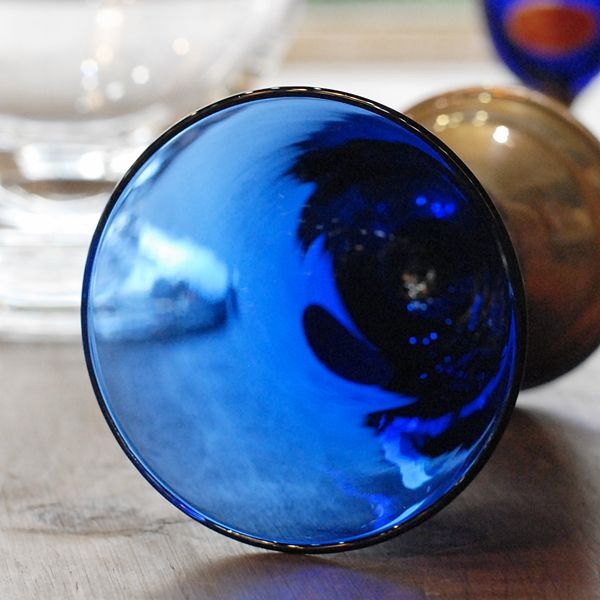 イタリア ムラーノ ベネチアングラス 青 未使用品（ホ1507