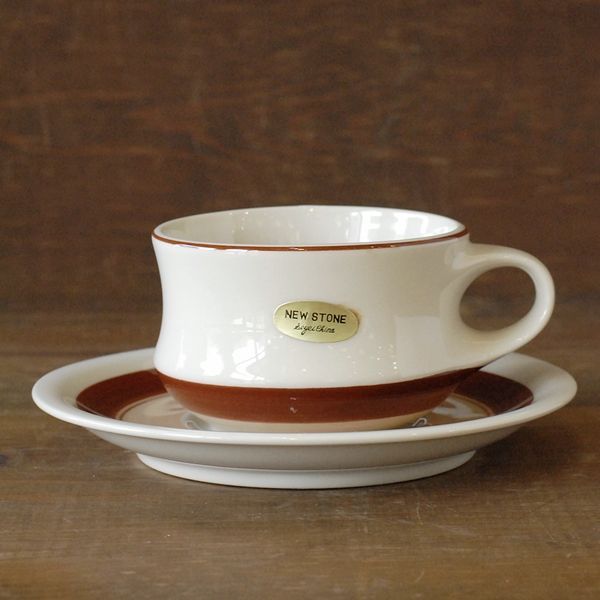 SEYEI セーエー陶器 カップ＆ソーサー 肌色＆茶色ライン 未使用品（こ