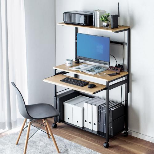 パソコンデスク パソコンラック 幅90cm 奥行43cm キーボードスライダー