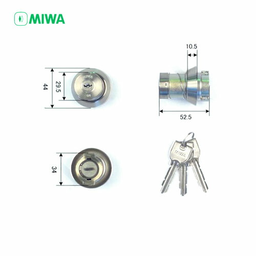 美和ロック U9シリンダー LAタイプ 扉厚83-90mm ステンレスヘヤー