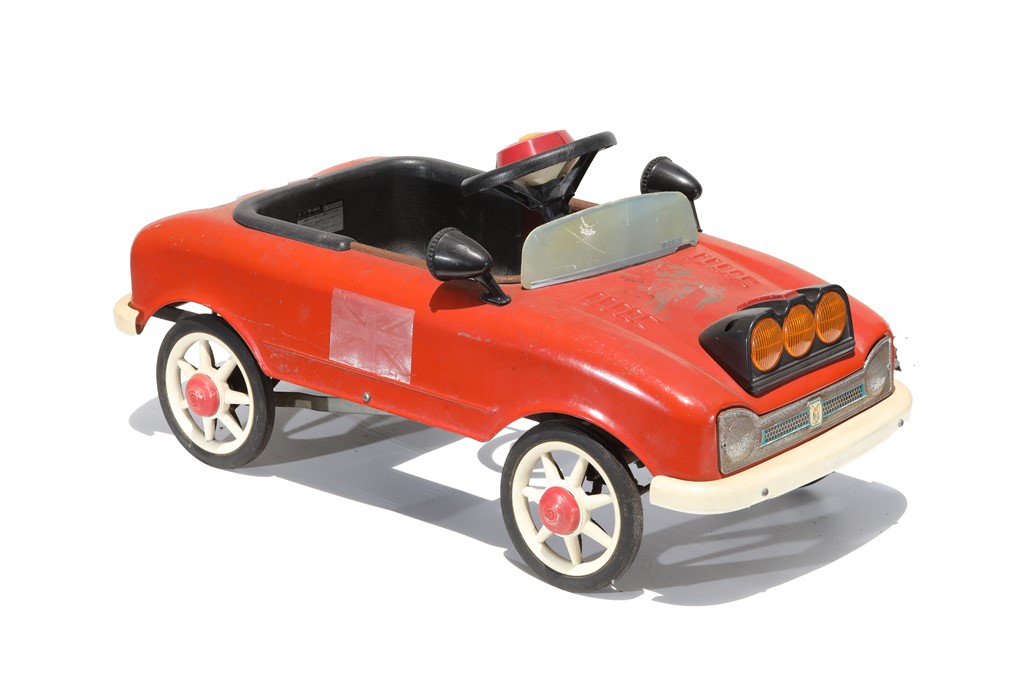 希少ブリキ 足こぎペダルカークラッシクカー旧車 ピンク SUPER SPORT