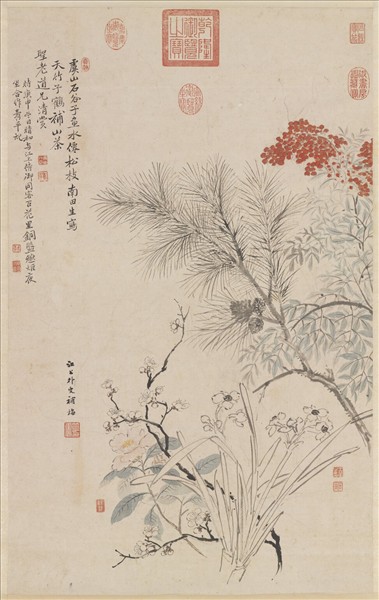 清惲壽平王翬花卉山水合冊冊射干- 故宮