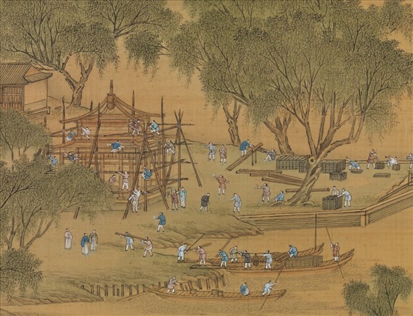 清唐岱孫祜沈源周鯤丁觀鵬等畫院本新豐圖軸- 故宮