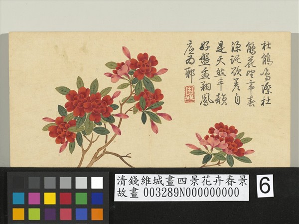 清錢維城畫四景花卉春景冊杜鵑- 故宮