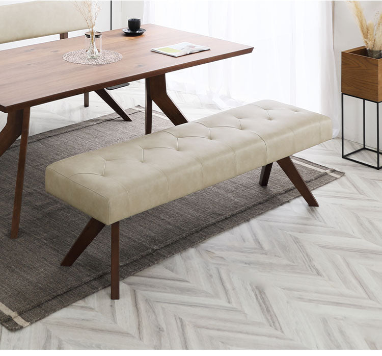 ダイニングベンチ 幅160cm 2人掛け 座面高47cm 木製 PVC ナチュラル