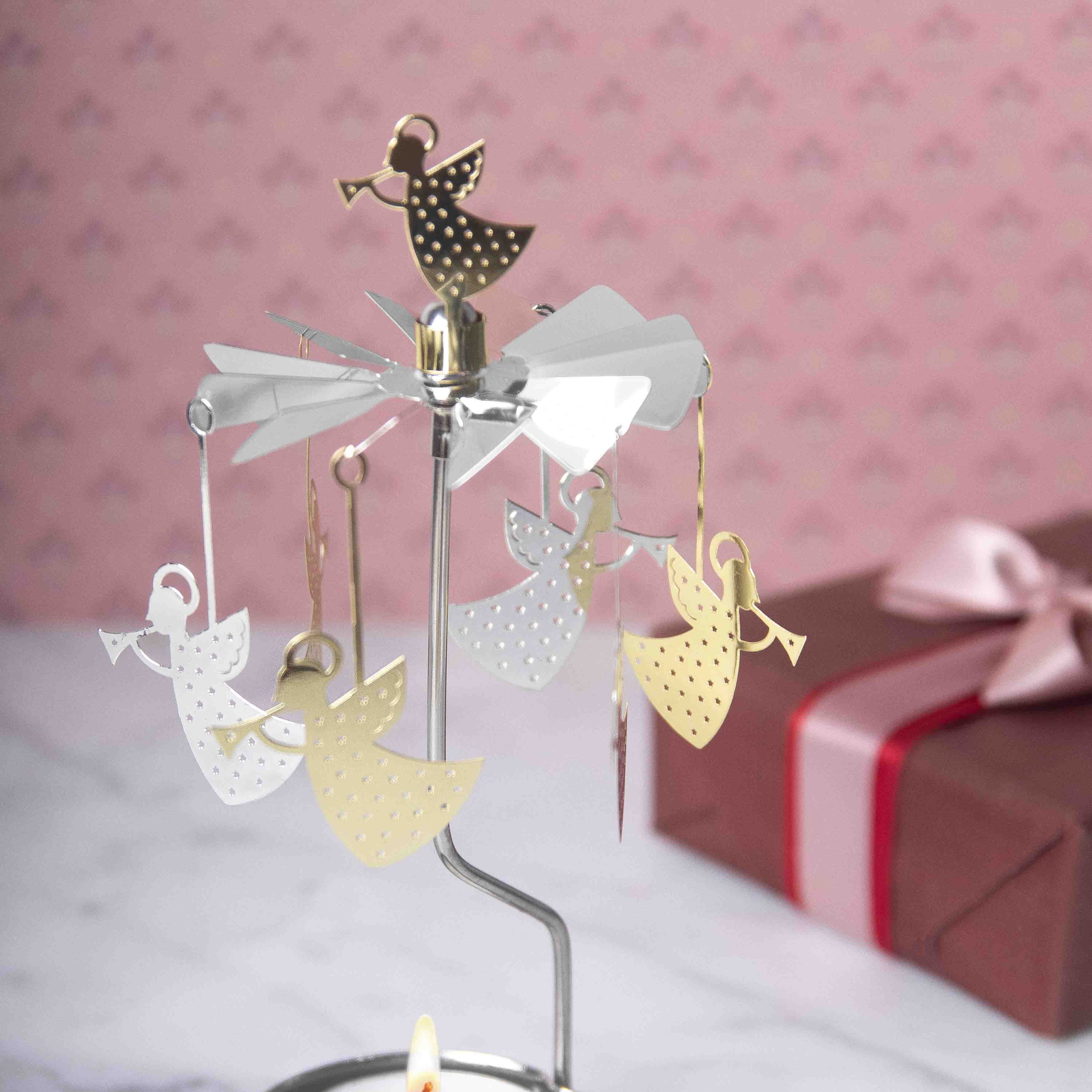 プチギフトに好評！】くるくる回るロータリーキャンドルホルダー