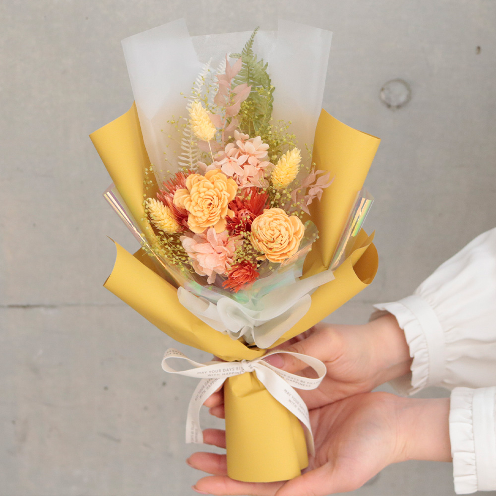 ドライフラワーブーケ-フルール-S(ピンク/イエロー/ブルー)【送料無料】