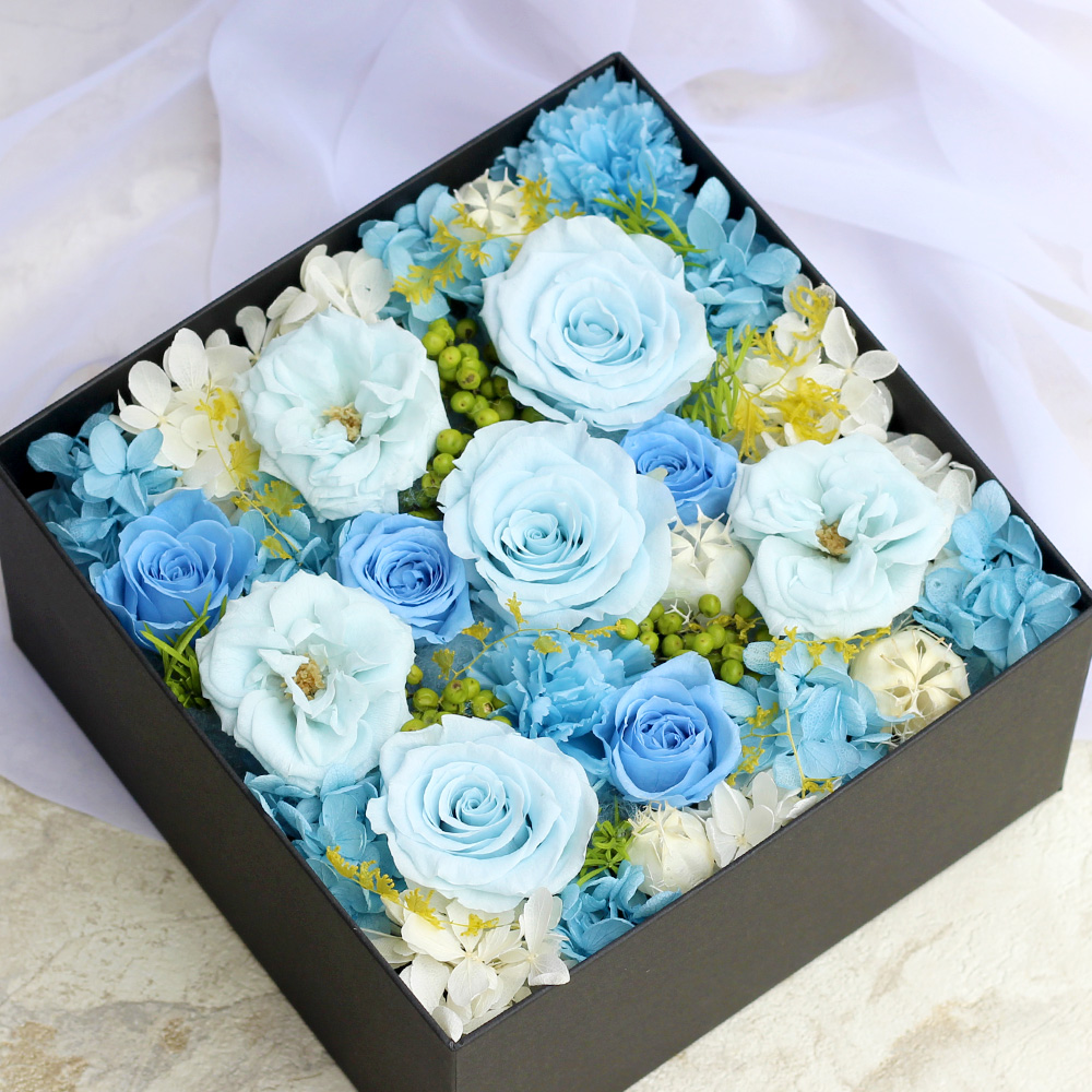 BOXフラワー 秘密の花園(ブルー) /プリザーブドフラワー