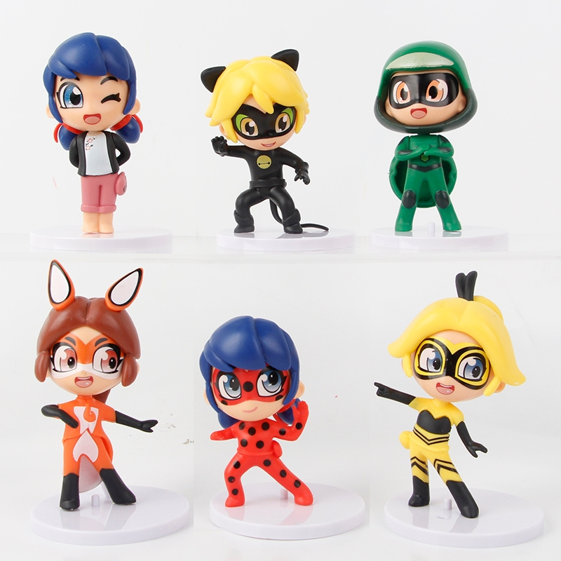 Anime Miraculous Ladybug Gato Noir Figuras Miniatura Queen Bee
