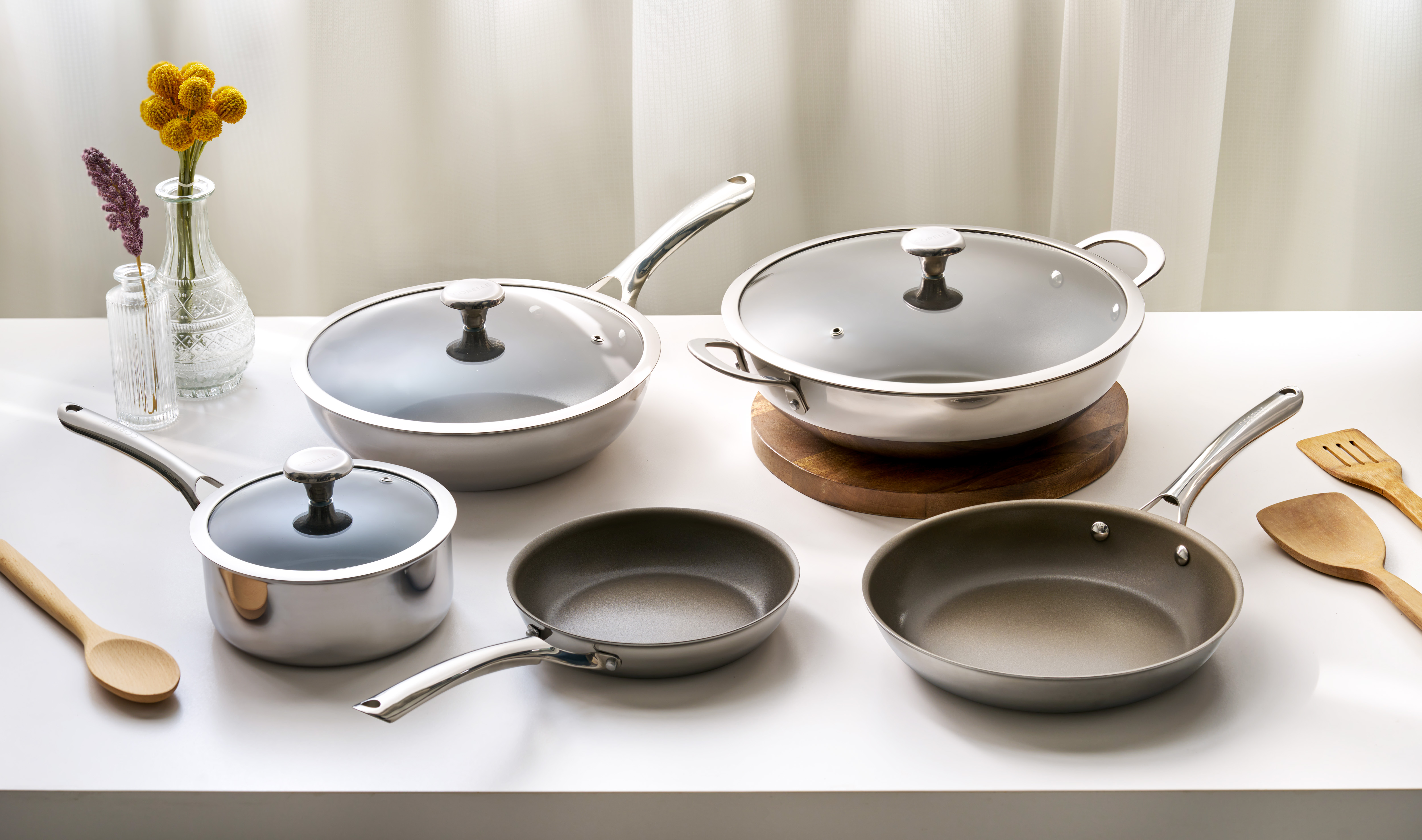 CORELLE DuraNano Wok Pan 32cm with lid | Shopee Singapore