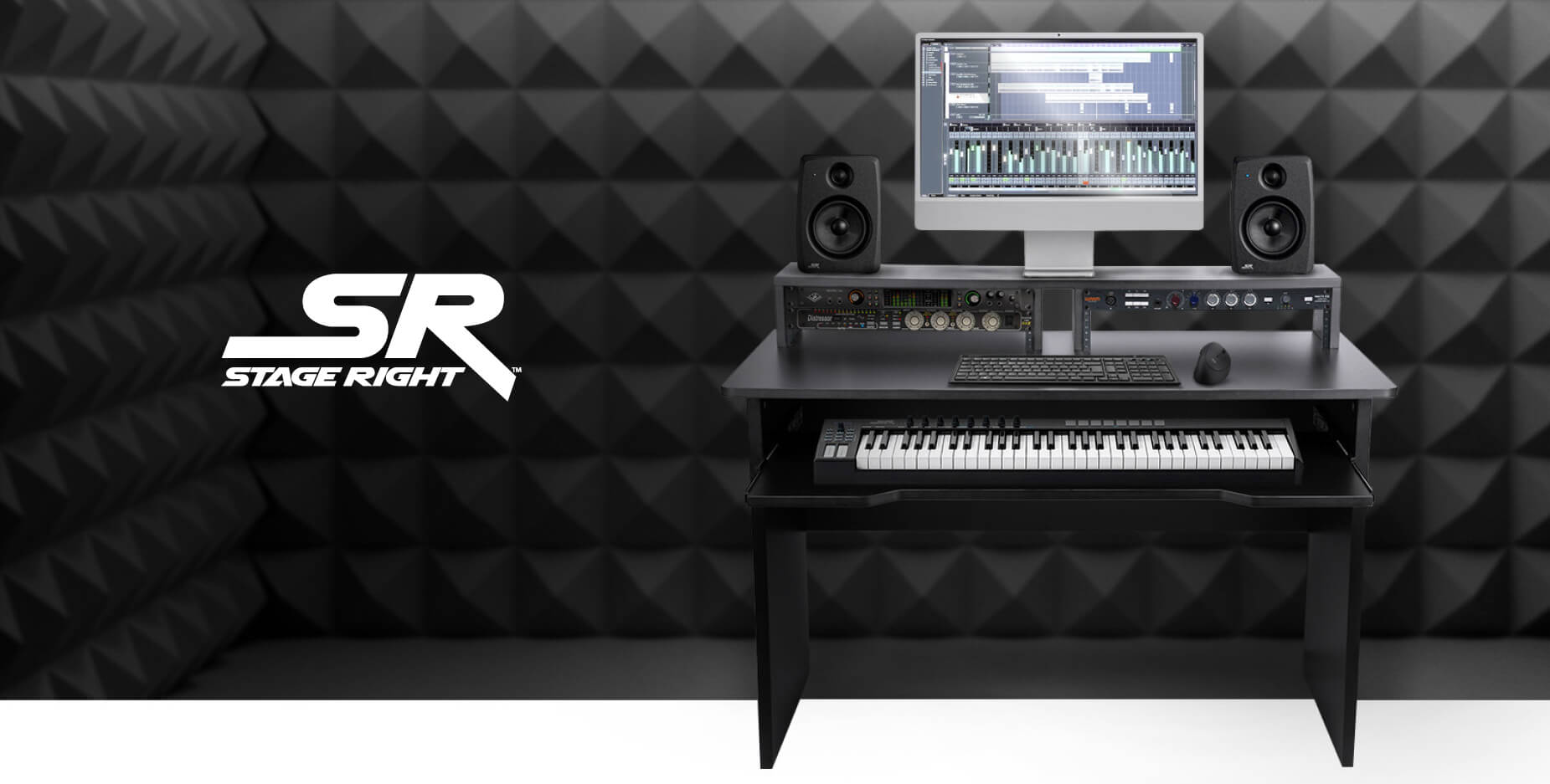 Stage Right by Monoprice Studio Workstation with Dual 3U Rack Bays
