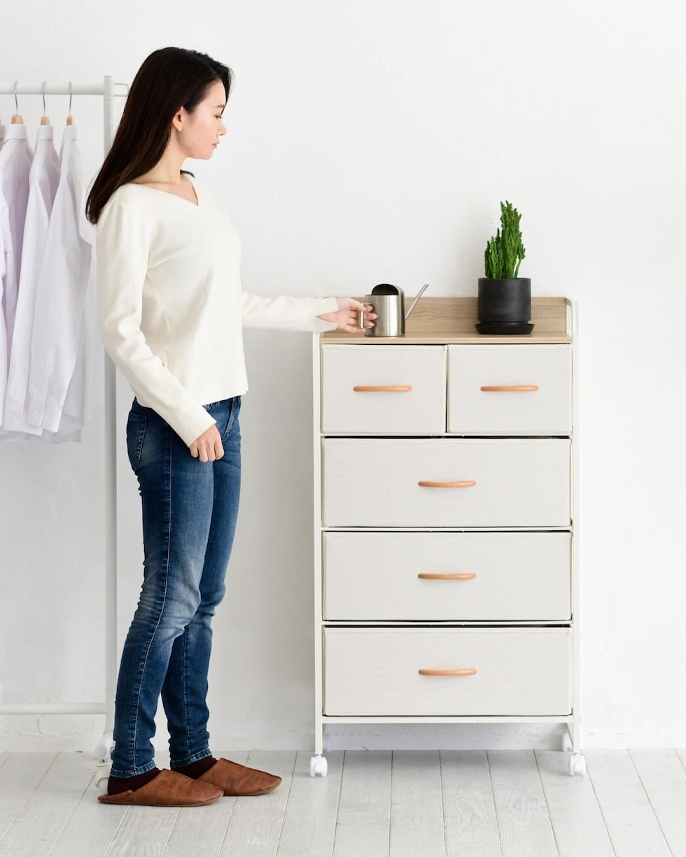 dショッピング |チェスト キャスター付き 4段 幅58 奥行29 高さ104cm