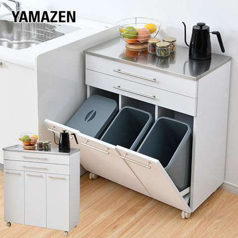 dショッピング |ダストボックス おしゃれ 3分別 完成品 キャスター付き