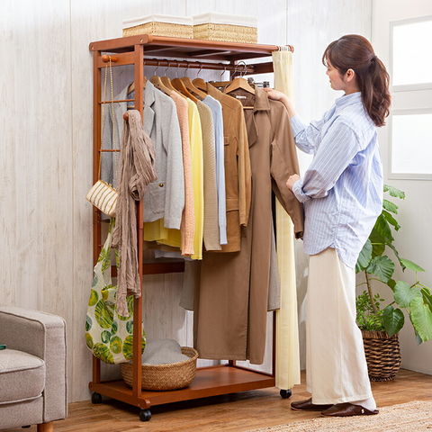 dショッピング |ハンガーラック 天然木 木製 フレーム 幅90cm シングル