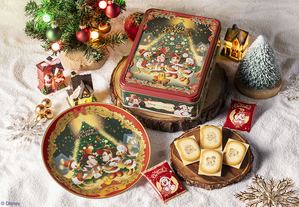 ミッキーデザインのクリスマススペシャル缶とイヤープレートがDisney