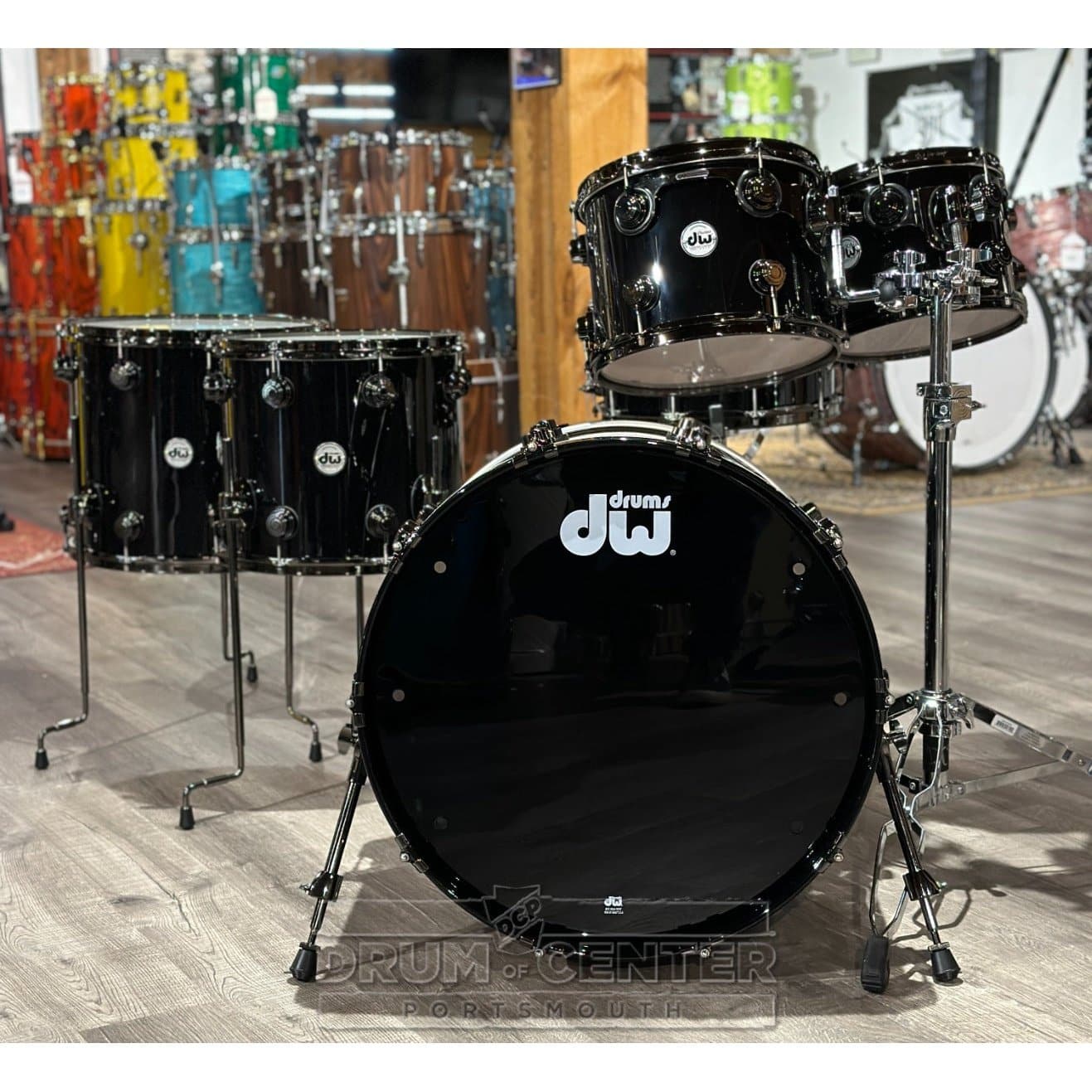 DW Collectors Pure Purpleheart 6pc Drum Set Piano Black Gloss w/Black