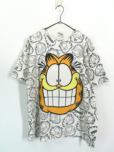 古着 90s Garfield ガーフィールド BIG フェイス オールオーバー T