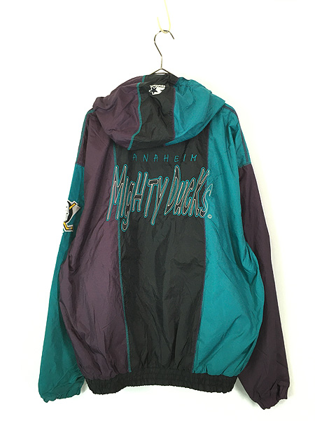 古着 90s STARTER NHL Mighty Ducks ダックス ハーフジップ ナイロン