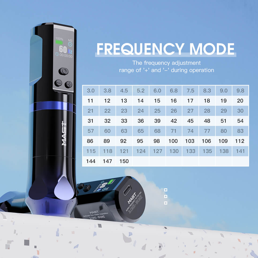 Macchina per tatuaggi wireless Dragonhawk con frequenza regolabile