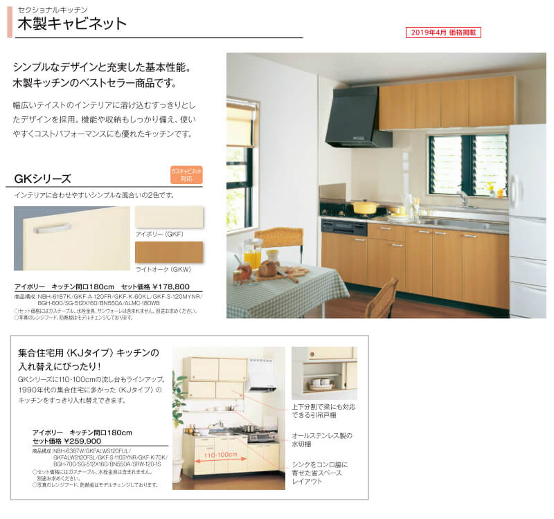 キッチン コンロ台 W750mm 間口75cm GK(F-W)-K-75K セクショナル