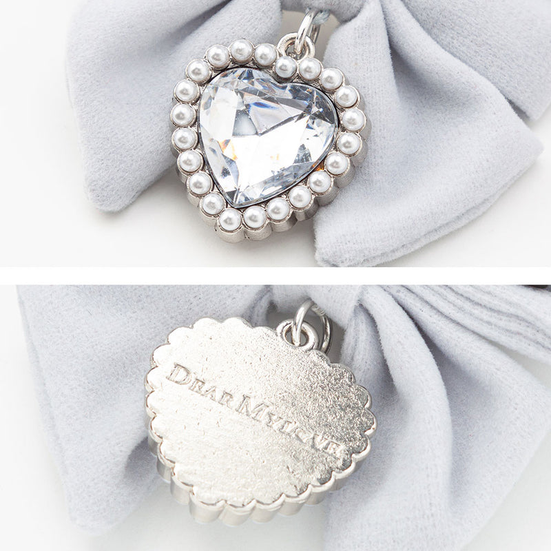 ちびベロアリボンハートパールツインヘアクリップ2個セット