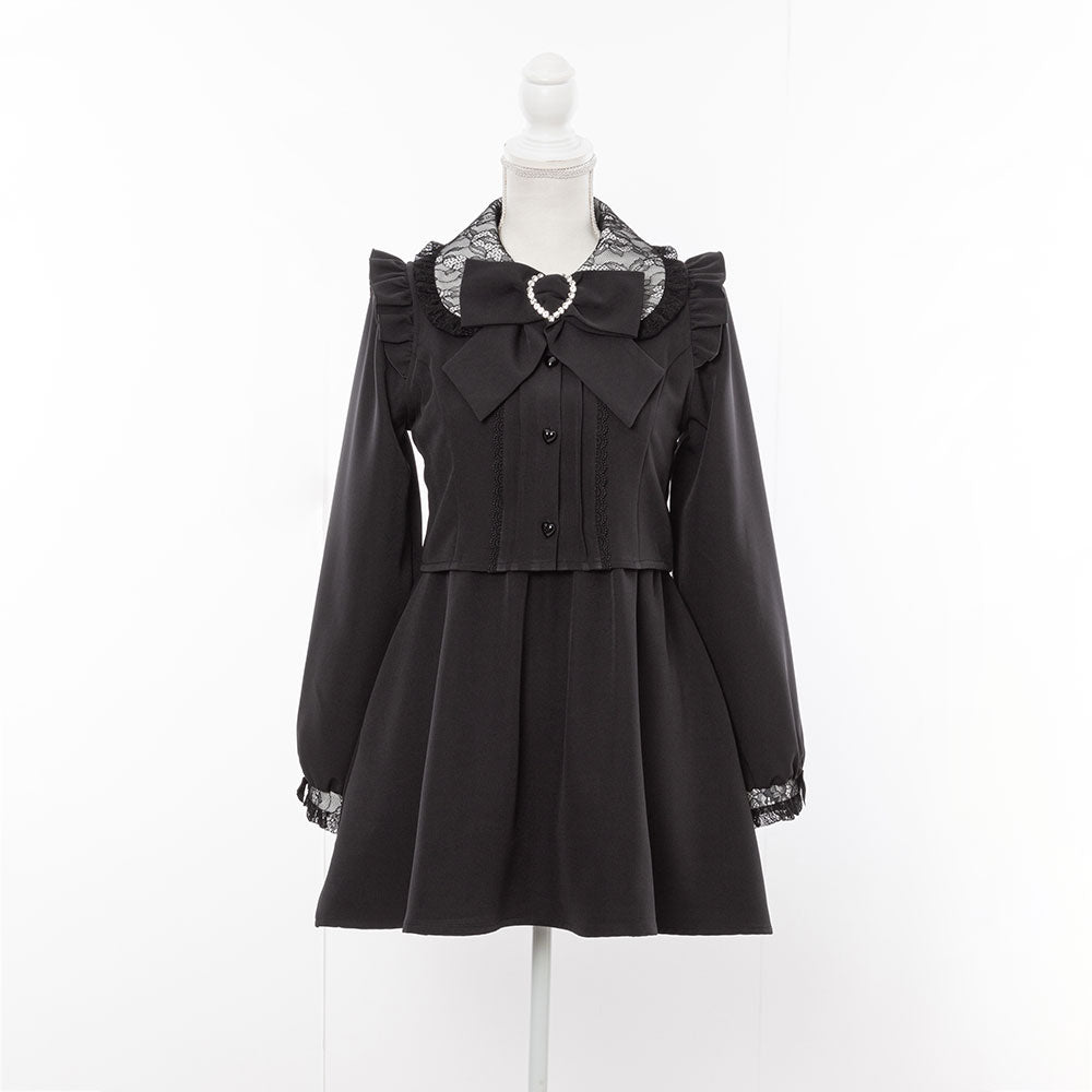 セットアップ風レース重ねリボンワンピース – レディースファッション