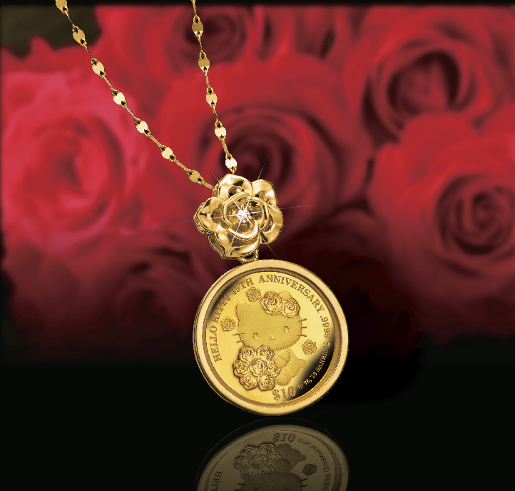 本物のコインを使ったジュエリー！I・E・I「ハローキティと薔薇の金貨