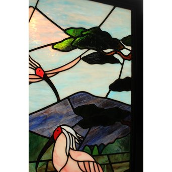 トキのステンドグラス GD891｜骨董店 のびる 古美術 骨董 和風建具 蔵