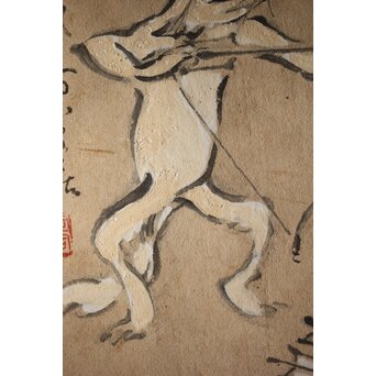 獣擬画 狐 紙本掛軸 Z220｜骨董店 のびる 古美術 骨董 和風建具 蔵戸