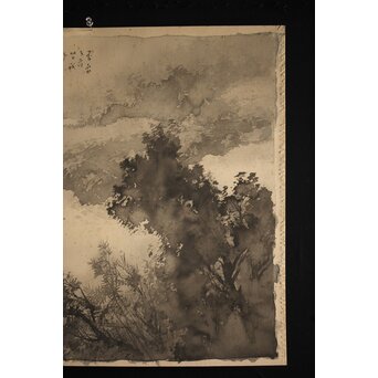 松林桂月 竹林図 絹本水墨まくり Z221｜骨董店 のびる 古美術 骨董