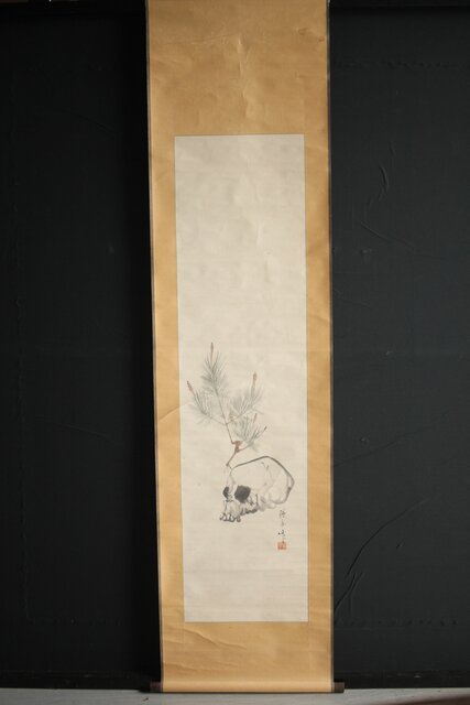 鷗舟作 紙本掛軸 野晒 Z230｜骨董店 のびる 古美術 骨董 和風建具 蔵戸