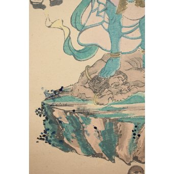 仏画 青面金剛像 木版掛軸 Z197｜骨董店 のびる 古美術 骨董 和風建具