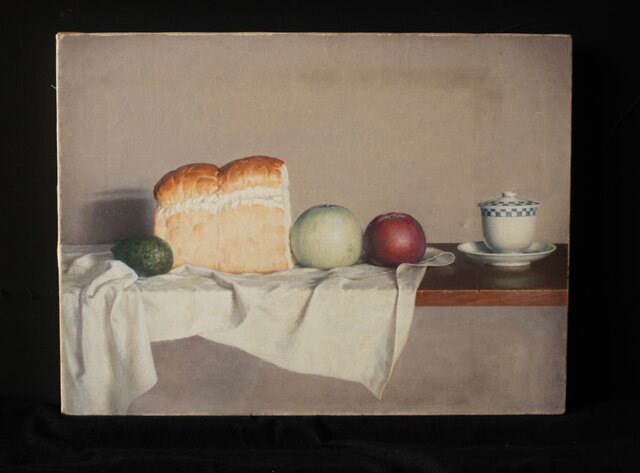 磯江毅風 リアリズム油彩 白 P12号 Z289 ｜骨董店 のびる 古美術 骨董