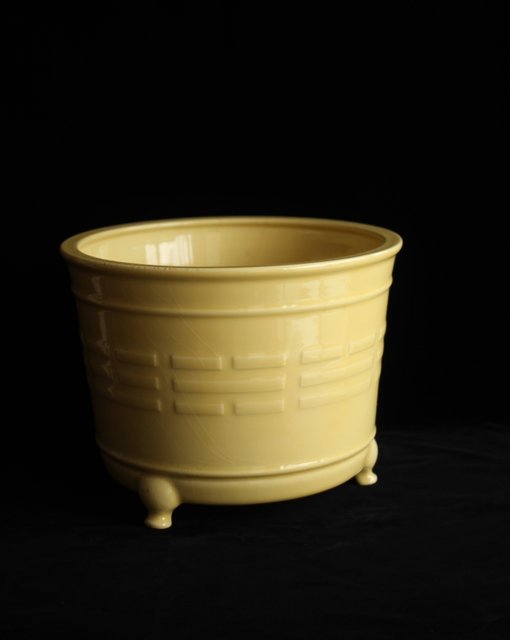 帝室技芸員 三代 清風与平 黄玓磁算木瓶掛 P224｜骨董店 のびる 古美術