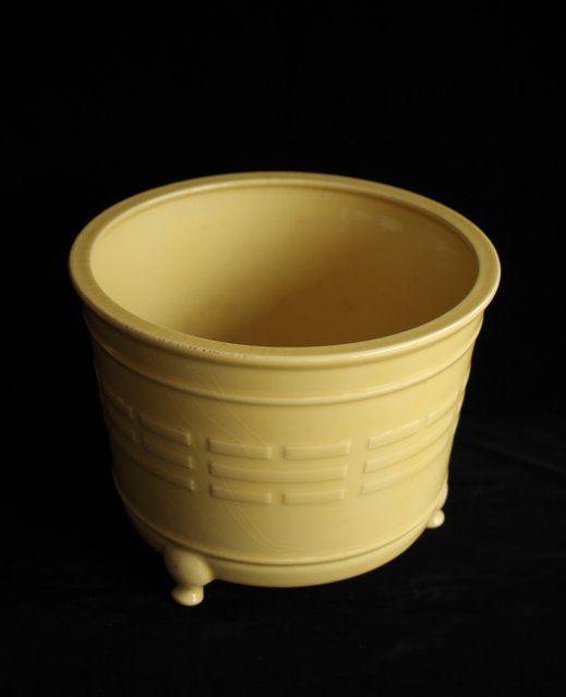 帝室技芸員 三代 清風与平 黄玓磁算木瓶掛 P224｜骨董店 のびる 古美術