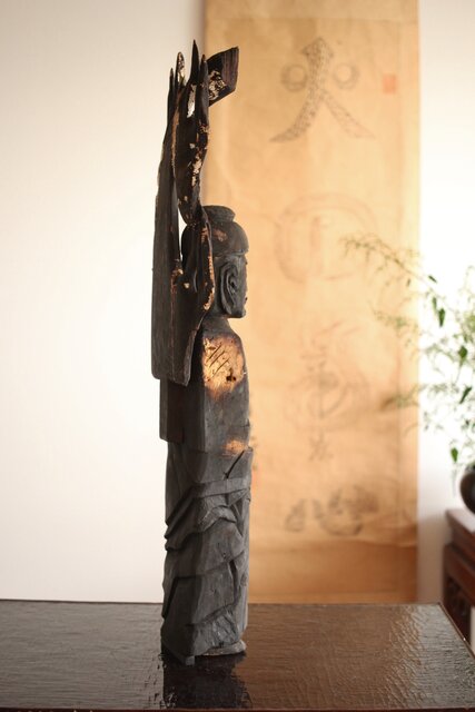 仏教美術 民藝 民仏 木彫不動明王像 X286｜骨董店 のびる 古美術 骨董