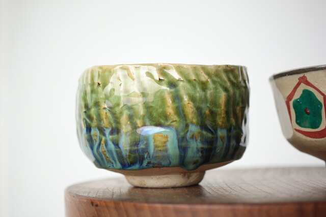 琉球 壺屋焼 小橋川仁王 茶碗2点 P482｜骨董店 のびる 古美術 骨董
