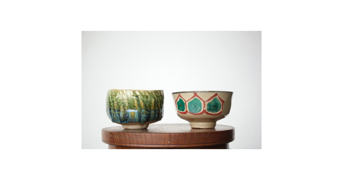 琉球 壺屋焼 小橋川仁王 茶碗2点 P482｜骨董店 のびる 古美術 骨董