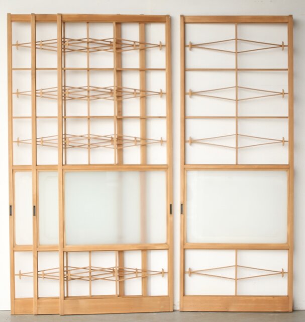 松の葉組子の障子戸 4枚1組 F271Y｜骨董店 のびる 古美術 骨董 和風