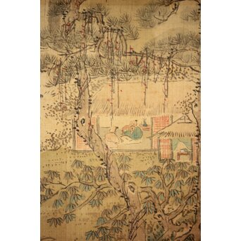 斎藤畸庵 山水図 絹本掛軸 Z525｜骨董店 のびる 古美術 骨董 和風建具