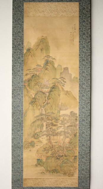 斎藤畸庵 山水図 絹本掛軸 Z525｜骨董店 のびる 古美術 骨董 和風建具