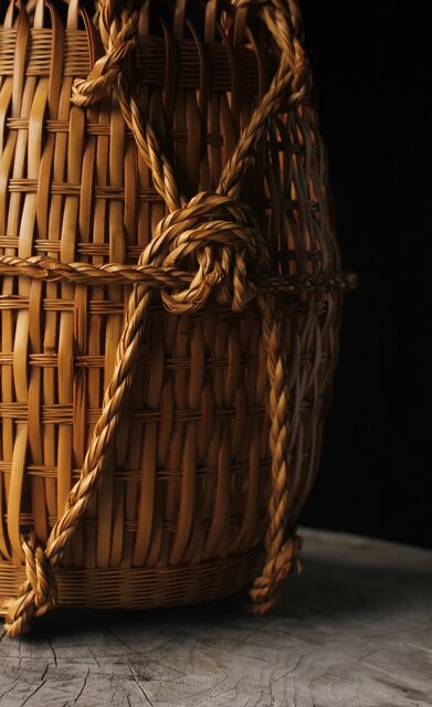 加藤藤昇斎 兒島籠花入 共箱 U397｜骨董店 のびる 古美術 骨董 和風