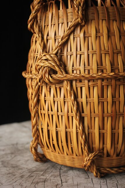 加藤藤昇斎 兒島籠花入 共箱 U397｜骨董店 のびる 古美術 骨董 和風