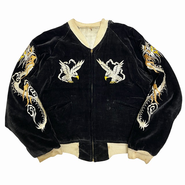 1950'S VINTAGE SOUVENIR JACKET 「別珍×サテン、鷹/龍/虎、M